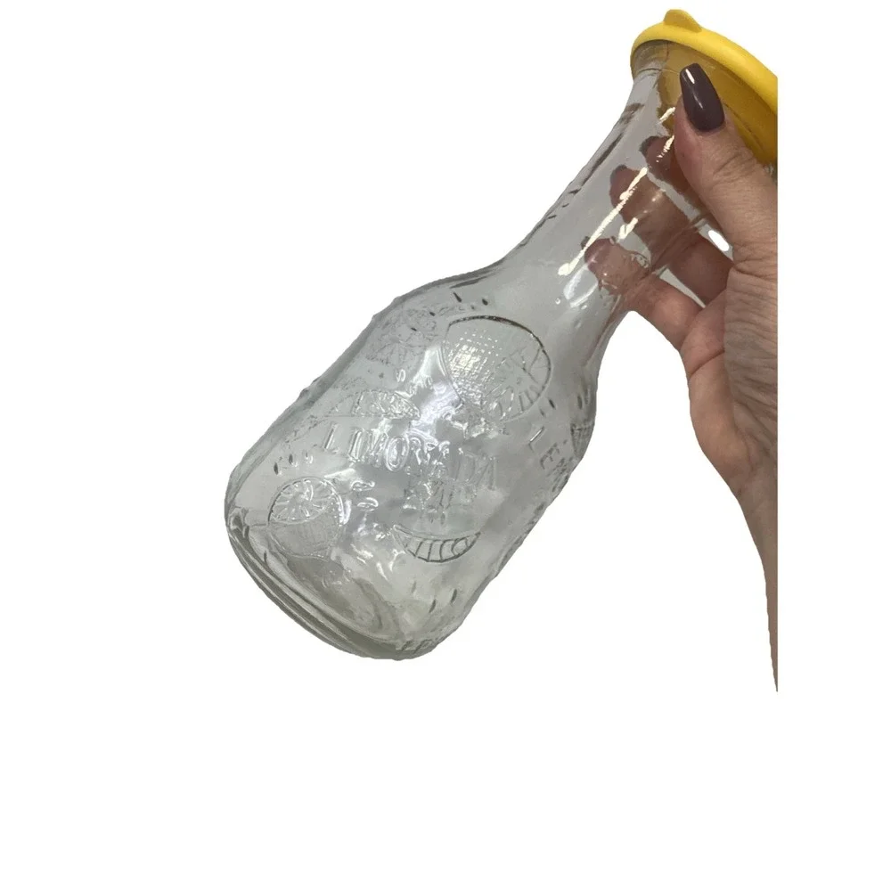 Lemonade Embossed Clear Glass Pitcher Carafe 9-3/4